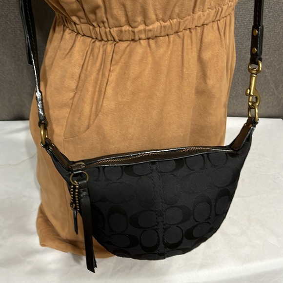 Coach Y2K Coach Black on Black Signature C Jacquard Baguette Mini Crossbody Bag - Picture 7 of 12
